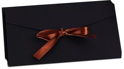 10 Stück Vintage Briefumschläge mit Schleife 22 x 11cm Kraftpapier Schön Umschläge Lang für Hochzeit Einladungskarten Nachricht Karte Party Geburtstag Weihnachten Festival Geschenk Karten