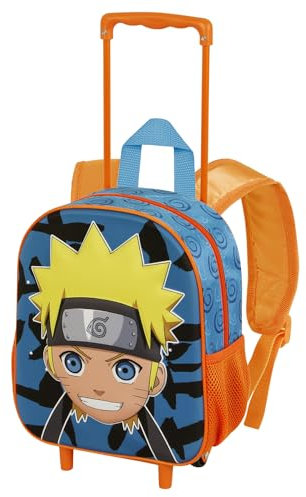 Naruto Happy-Kleiner 3D Rucksack mit Rädern, Blau, 26 x 34 cm, Kapazität 12,5 L