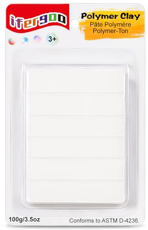 iFergoo Polymer White Clay, Non Toxic White Oven Bake Modeling Clay for Kids, Gift for Kids and Beginners (100g/3.5oz)
