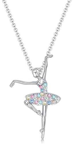 Silberne Ballerina Halskette mit Anhänger, Geschenk für Mädchen und Frauen, die Ballett lieben. Ein eleganter Charme und eine Überraschung für jede Gelegenheit.