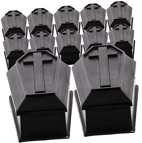 STOBOK 14st Sarg Kiste Halloween-süßigkeitenschachtel Schwarze Sargbox Mit Deckel Schatullen Und Särge Kleine Sargschachtel Süßigkeiten Spielzeug Sarg-leckerli-box Plastik Mini Zubehör