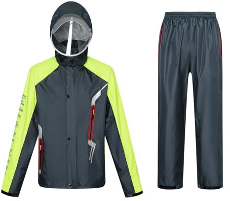 Ynport Crefreak Herren Regenanzug Outdoor Wasserdichter Overall Atmungsaktive Regenjacke und Hose Set Unisex Radsport Regenmantel Kapuzen Regenbekleidung für Herren Damen,Marine Blau,XL