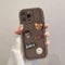 Coalbooliy Handyhülle für iPhone 15 Pro hülle 6,1'', Aesthetic 3D Teddybär Muster Design Kaffeefarbe Weiche TPU Silikon Stoßfest Kameraschutz Schutzhülle Bumper Ultra Dünn Mädchen Case, 01