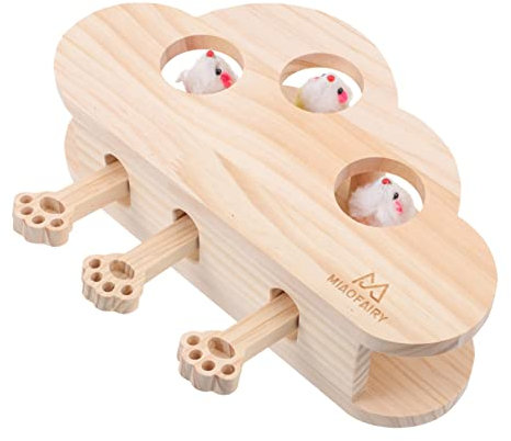 Milisten Funny Cat Box Toys Wooden Playset Kitten Teasing Toy Knocking Toy Chew Toy Kitten Catch Mice Game Toy Cat Training Toy Wooden Whack Toy Home Cat Toy Cat Whack Toy Puzzle