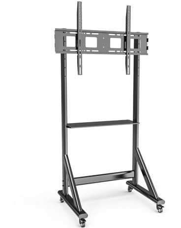 Techly 368741 Supporto da Pavimento TV LCD/LED 55-100 Altezza Regolabile con Mensola Nero