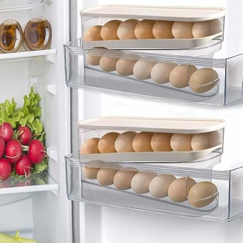Refrigerator Egg Holder, PP Material Space Saving Storage Container, Automatic Egg Roller Organizer for Kitchen(Transparent) (12)