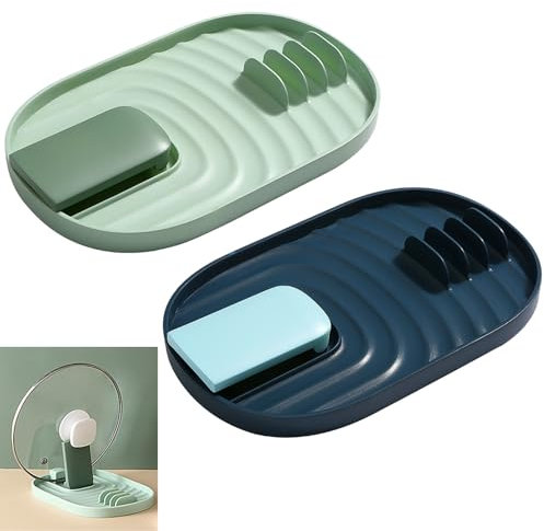 GNAUMORE Porta Cubiertos para Tapas de Ollas,Soporte para Tapas de Ollas,Tapa de Olla y Soporte para Cuchara,Estante para Bandeja de Cucharas,Soporte para Tapa y Cuchara,Soporte para Cucharas