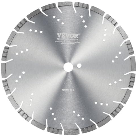 VEVOR Disco da taglio diamantato, Lama per troncatrice calcestruzzo 350 mm per lavori a secco o a umido, Disco a segmenti diamantati 10 mm Diametro foro centrale universale 1/25,4 mm