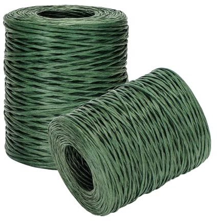 200m Papierdraht, Breit 2mm Papierseil für Kraftpapierverpackungen, Papierkordel Papierdraht zum Basteln Floristik, Weihnachten, Geschenk Dekoration und Heimwerken, Grüner