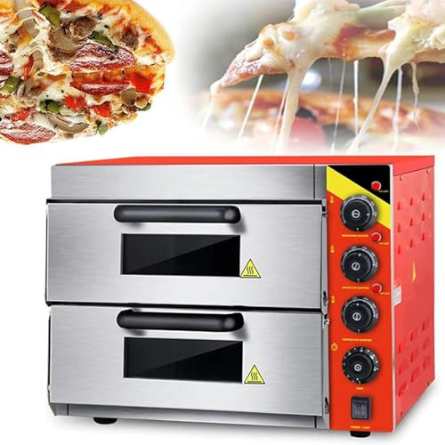 CNPRAZ Four À Pizza Commercial, Four Électrique À Double Plateau À Pizza 3000 W, Minuterie 120 Min, Réglage De La Température De 0 À 350 °C, Four Grille-Pain À Tiroir À Pizza De Grande Ca