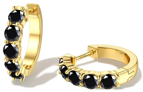 Dochais Gold Creolen Ohrringe, Hypoallergen 14K Vergoldet, Huggie Earrings, Zirkonia, Silber, Hoop, Creolen