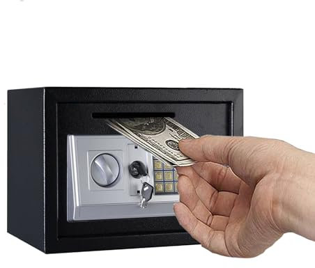 16L Tresor Feuerfest Wasserdicht Möbeltresor mit Zahlenschloss und 2 Schlüssel Eisenstahl Safe Wandtresor zum Einmauern für Zuhause, Büro, Schule, Hotel 35x25x25cm， Schwarz