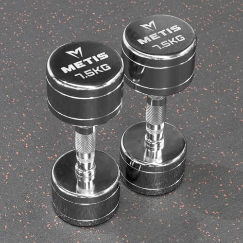 METIS Commercial Chrome Dumbbells | Durable Chromed Steel Design for Home & Commercial Use | 2.5kg to 30kg Weights
