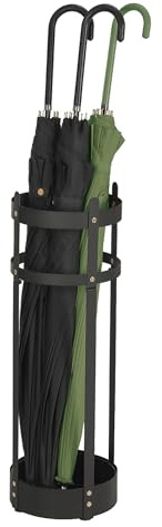 SONGMICS Umbrella Stand, Steel Round Umbrella Holder Rack, 6.9 x 6.9 x 19.3 Inches, with Detachable Drip Tray, for Entryway, Office, Stable, Assembly Required, Matte Black ULUC029B01