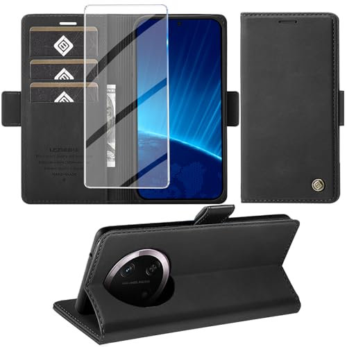 KOGENG Coque pour Honor Magic 7 Lite, Magnétique Housse en Cuir PU Premium Etui à Rabat, Pochette de Flip Portefeuille Antichoc Coque Protection Telephone pour Honor Magic 7 Lite 5G Case (Noir)