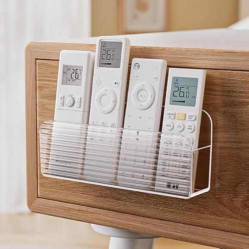 Adhesive TV Remote Control Holder Wall Mount TV Holder for Bedside Wall Caddy Storage Organizer Stand Box, Transparent Controller Holder Storage Box Organizer for Air Conditioner Phone