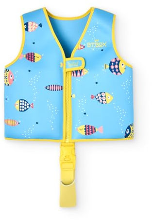 Chaleco Flotador Bebes - Natación, Piscina o Playa -Protección UPF 50+ -Neopreno de 5 mm -Doble Cierre de Seguridad - S (11-19 kg) - M (19-30 kg) (Pez, S)
