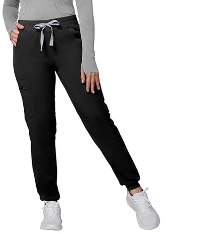 Kitmaz Damen Kasack-Joggerhose, mittiger Bund, 5 Taschen,Schwarz,XL | 4-Wege-Stretch,72% Polyester,21% Viskose,7% Elastan;schmale Passform;atmungsaktiv für lange Schichten;knitterfrei