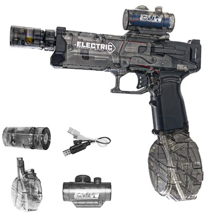 Electric Water Gun with Lights, Electric Water Gun Large Capacity High Powered Squirt, Range 28-32 FT, Summer Water Pistol Toys for Pool Party Beach Outdoor