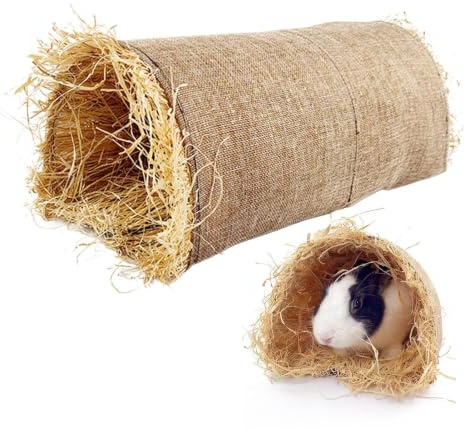 Hasenbett | Kaninchen-Gras-Tunnelnest für kleine Haustiere, gewebter Kleintier-Spieltunnel, gemütlicher Schlafplatz für Haustiere, drinnen und draußen