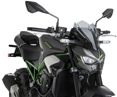 Puig 22439H New Generation Sport, sport windscreen made of high-impact acrylic with aggressive design, metal supports, TÜV approved and quick mounting, Smoke