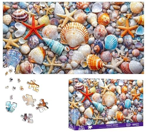 Bimkole Muschel Puzzle 1000 Teile, Seestern Puzzle 1000 Teile Erwachsene für Erwachsene und Kinder ab 14 Jahren – Unterhaltsames Und Anspruchsvolles Familienpuzzle, Tolle Geschenkidee