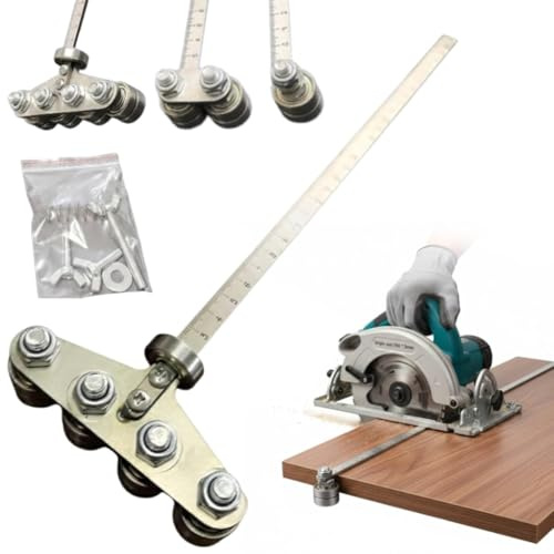 Präzisions-Schneidführung aus Edelstahl – Verstellbare Führungsschiene und Positionierungsschieber für präzise Messungen und einfaches Holzschneiden mit Kreissäge-Führungsschiene (vierachsig, 60 cm)