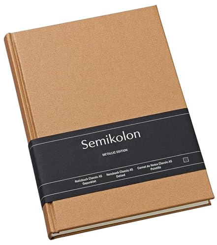 Semikolon 600084 Notizbuch Classic A5 dotted - 160 Seiten, cremeweißes Papier - Lesezeichen - Metallic Edition Urban Bronze
