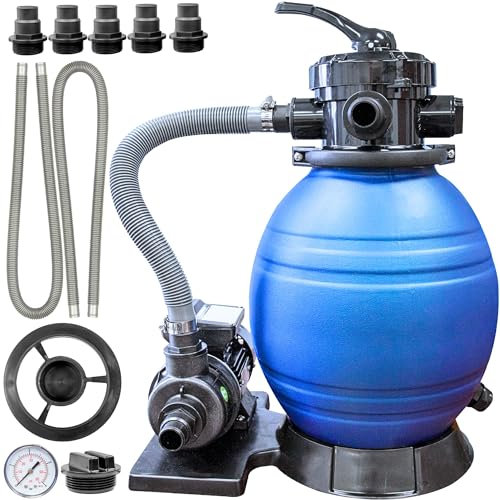 Swimline HYDROTOOLS 12 Inch Pool Sand Filter Pump For Above Ground Inground Intex Bestway Pools | Complete System 1/3 HP (0.3 THP) Horsepower 1980 GPH Pumps | For Pools Up To 8000 Gallons | 71225
