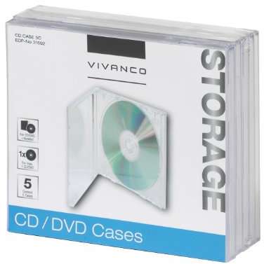 Vivanco CD/DVD Jewel Case (5-er Pack) transparent