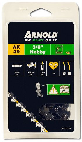 ARNOLD - Sägekette 3/8 Zoll Hobby, 1.1 mm, 56 Treibglieder, 40 cm Schwert; 1191-X1-0007