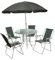 Garden Mile Marco Paul Salons de Jardin de Jardin 6 pièces Table à Manger extérieure intérieure avec 4 chaises Pliantes et Parasol Noir