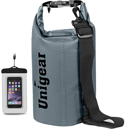 Unigear Dry Bag, 2L/5L/10L/20L/30L/40L/55L, wasserdichter Beutel wasserdichte Taschen Seesack Packsack mit Handytasche und Gurte für Boot und Kajak, Angeln, Rafting, Schwimmen, Camping und Snowboarden