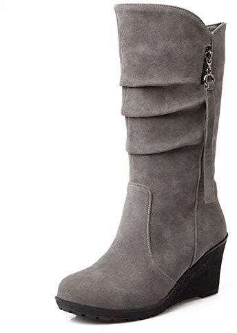 CuteFlats Stivali da donna con zeppa, grigio., 39 EU