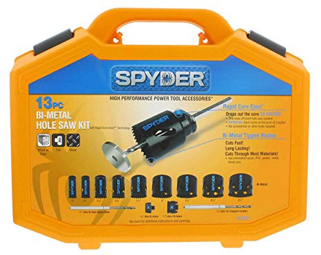 Spyder 600887 13 Piece Bi-Metal Steel Hole Cutter Saw Kit with Blades and Arbors