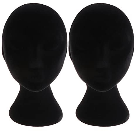 2X Weibliche Schaum Mannequin Puppe Kopf Modell Perücken Brille Display Schwarz