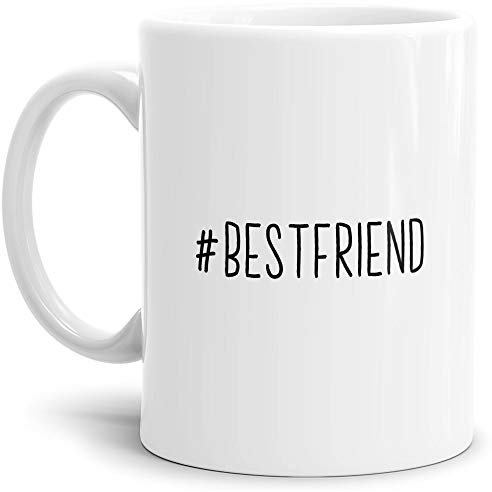 Tassendruck Hashtag-Tasse #bestfriend - Cool/Modern/Lustig/Geschenk-Idee/Weiss