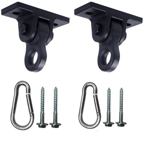 ABUSA Heavy Duty Black Swing Hangers Screws Bolts Included Over 5000 lb Capacity Playground Porch Yoga Seat Trapeze Wooden Sets Indoor Outdoor 2 Pack