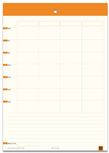 MEYCARD - C4B Wochenplaner, 4 Spalten, 56 Wochen, größer DIN A4, Designpapier