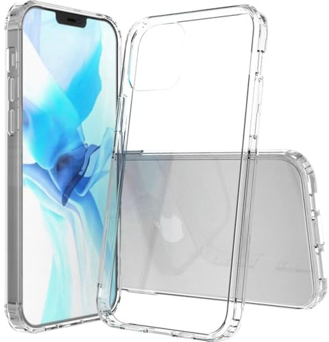 JT Berlin Pankow-Clear Hülle für Apple iPhone 12 & 12 Pro (6.1) - Klar | Transparente Schutzhülle, stoßfester TPU Rahmen, kratzfestes Acrylglas, Anti-Fingerprint, Qi-Wireless-Charging kompatibel