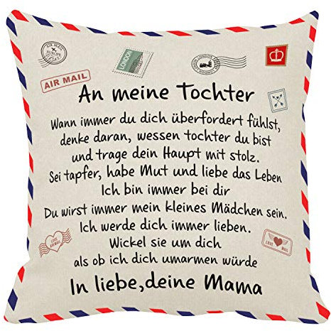 Benutzerdefinierte Kissenbezug mit Text Personalisierte Advanced Fabric Einzigartige Hochzeit Haustier Geschenke Ideale Dekore Personalisierte Geschenke für Geburtstag Jubiläum (Für Tochter von Mama)