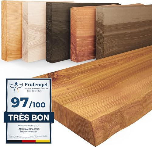 LAMO Manufaktur Wandregal Holz Baumkante | Regal Farbe: Rustikal | Pure: ohne Montage Set | 40 cm