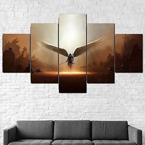 5 Stück Gemälde Wand Kunst Wohnzimmer Poster Modern Erzengel Michael Angel 5 Panel Hd-Druck Moderne Modulare Kinderzimmerdekoration Neujahrsgeschenk