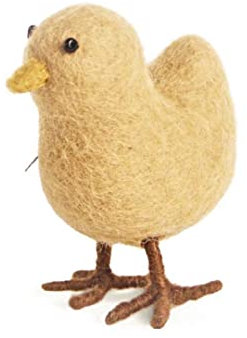 Gry & Sif Filzküken zum Aufhängen oder Hinstellen, Osterdeko, Osterküken, Osteranhänger, Ostern, Frühlingsdeko aus Filz, Fairtrade, Handmade, Scandi | 1x Küken, Sandgelb, H10 x B8 cm