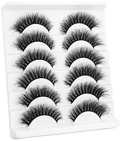 KOUSEI Falsche Wimpern Cat Eyes Wispy Natural Faux Mink Lashes 6 Pairs Pack Light Volume Short Fake Eye Lashes Multi-Pack
