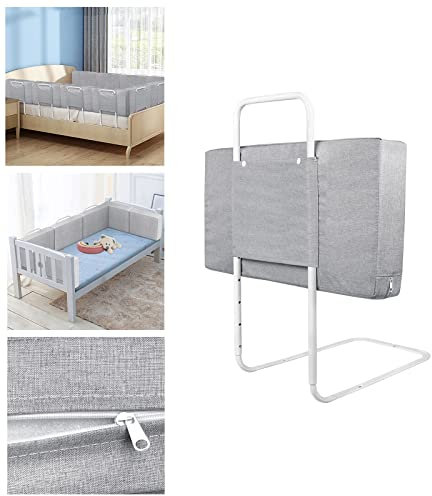 LARS360 Rejilla de cama ajustable para niños, altura regulable, protección contra caídas, protección de cuna, rejilla de seguridad para bebés o personas mayores (50 cm, gris)