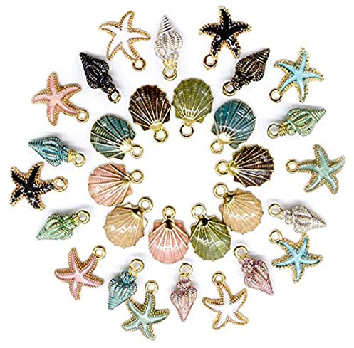 30 Stücke Hängen Schmuck Pendant Legierung, Muschel Anhänger, Muschel Seestern Charms für Schmuck, Legierung Metall Shell Anhänger Für DIY Schmuck Machen Halskette Armband Ohrring Halskette
