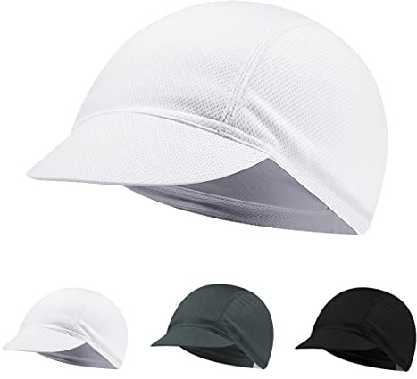 XGOPTS Cycling Cap Hat - Summer Breathable Bicycle Cap - Under Helmet Cap Hat Mesh Hat Skull Cap - for UV-Protection Moisture Wicking Bike Riding Outdoor Sports (White)
