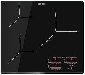 Edesa Placa de Inducción EIMS-6330 B con biselado frontal. 3 Focos de Cocción. Panel de control tipo Multi Slider Touch. 9 niveles + Booster.Temporizador. Potencia Máxima 7,1W. Acabado en Negro.
