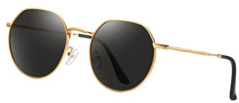 Long Keeper Gafas de Sol Redondas para Hombre Mujer Gafas de Sol Polarizadas Retro Gafas Redondas Clasicas Vintage UV400 Protección, 52mm